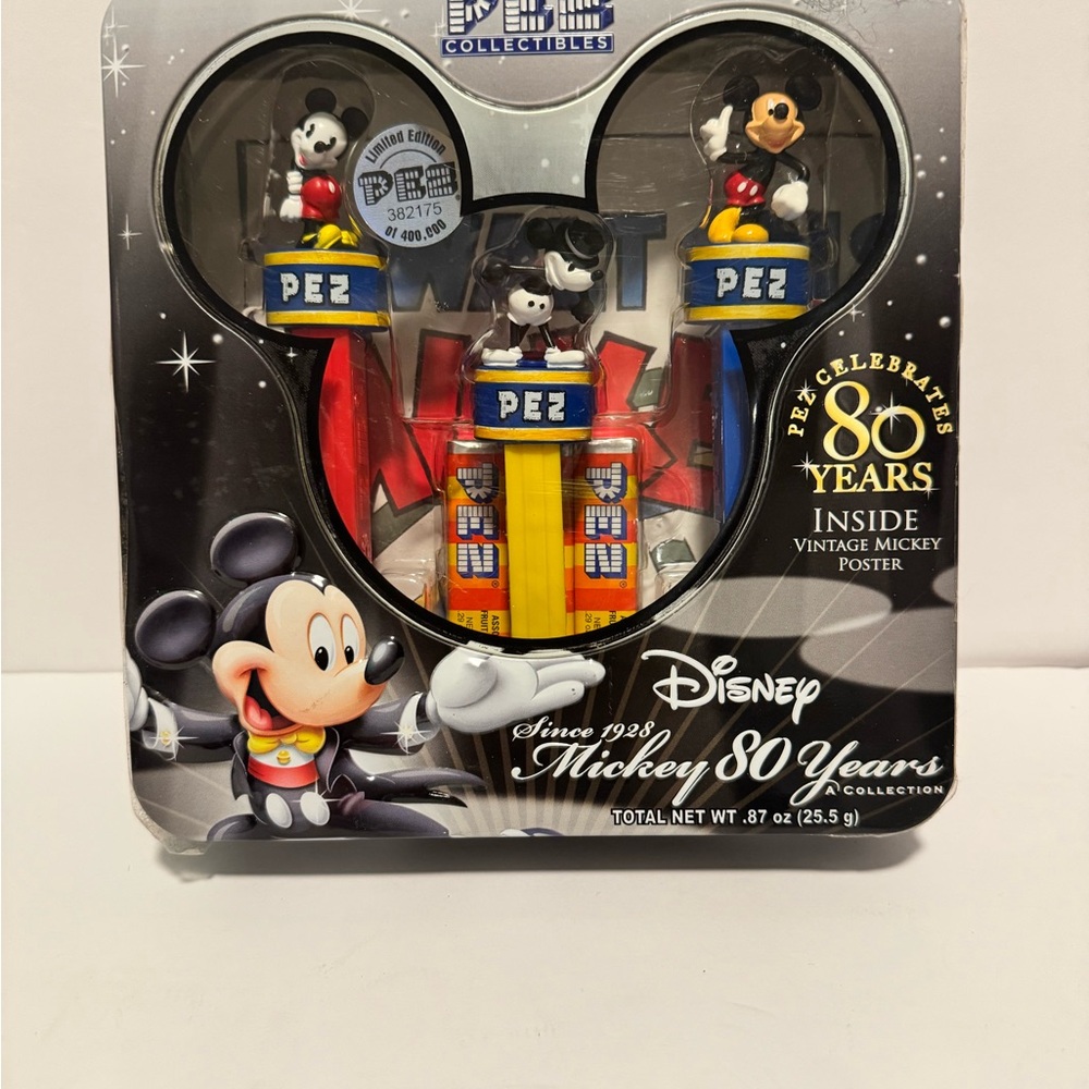 Disney Mickey Pez Collectibles 80 Year Collection Retro Mickey Poster Sealed New